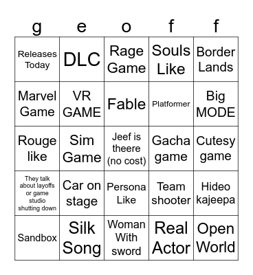 Simmer Gime Fist Bingo Card