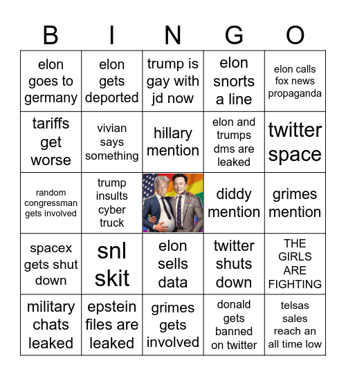 trumpxelon messy divorce Bingo Card