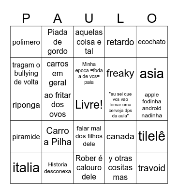 Paulo Bingo Card