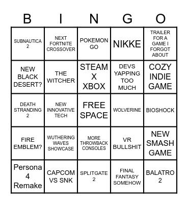 SUMMER GAMES FEST Bingo Card