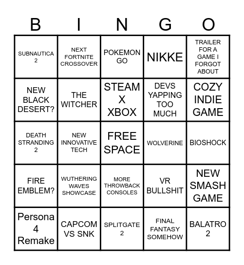 SUMMER GAMES FEST Bingo Card