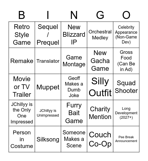 Summer Game Fest Bingo Card