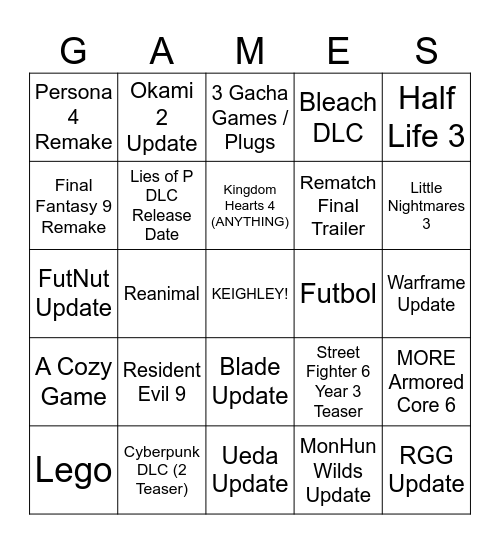 KEIGH 3 Bingo Card