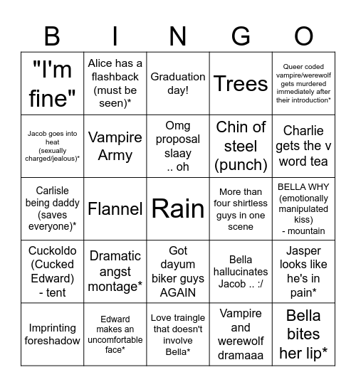 Twilight Bingo: Eclipse Bingo Card