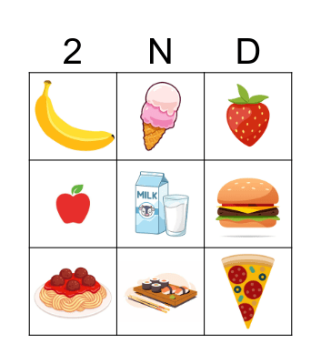 Food Bingo Card