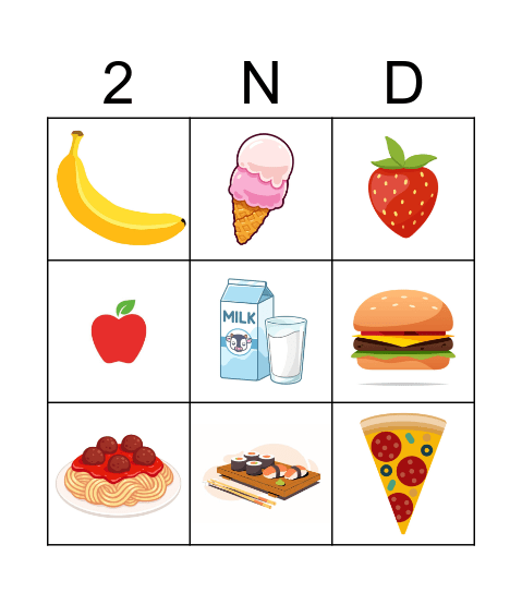Food Bingo Card