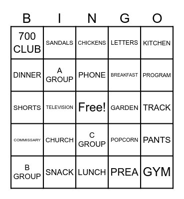 JUVENILE HALL Bingo Card