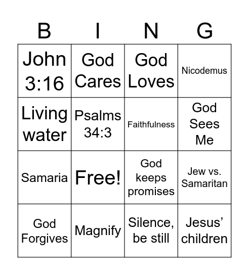VBS Magnify 2025 Bingo Card