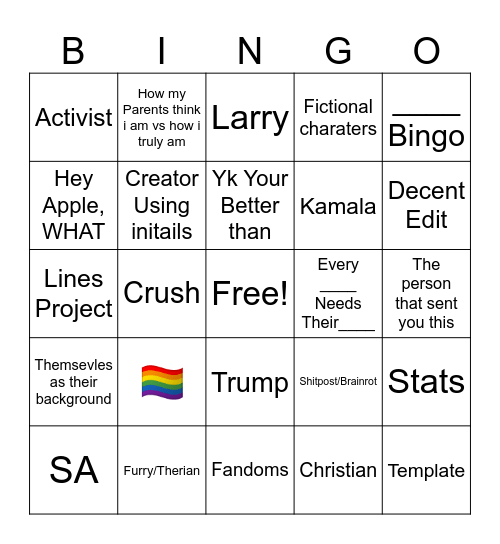 Cpacut template Bingo Card