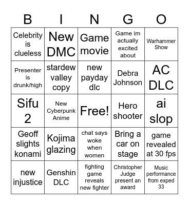 2025 summer games fest Bingo Card