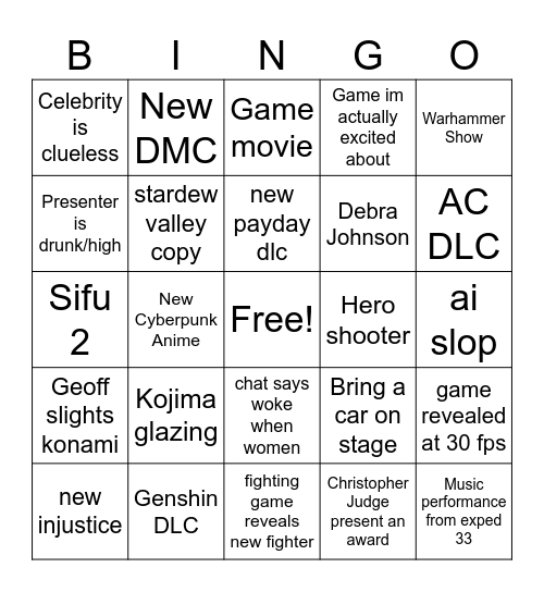2025 summer games fest Bingo Card