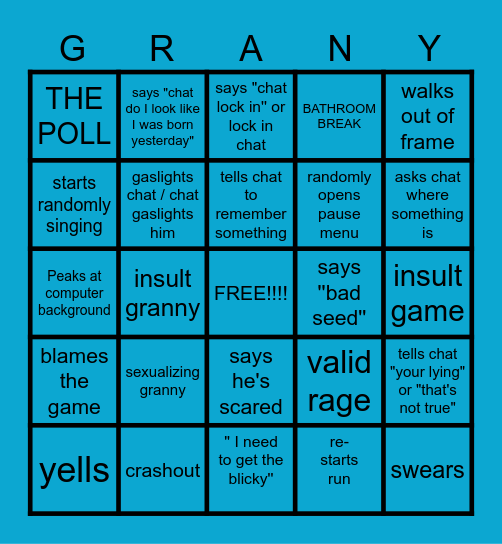 Caseoh granny bingo Card