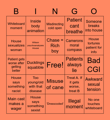 House M.D. Bingo Card