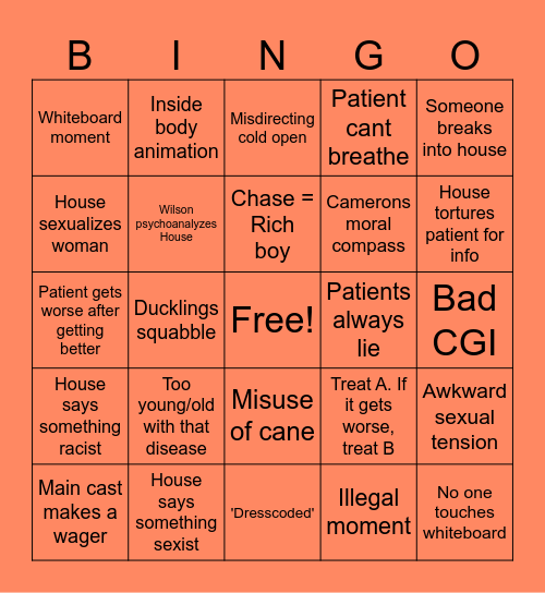 House M.D. Bingo Card
