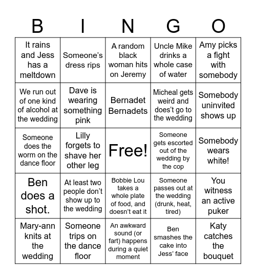 The Royal Wedding Bingo Card