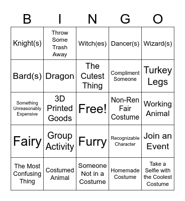 AMAMBE'S REN FAIR BINGO Card