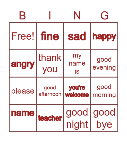 BINGO Card