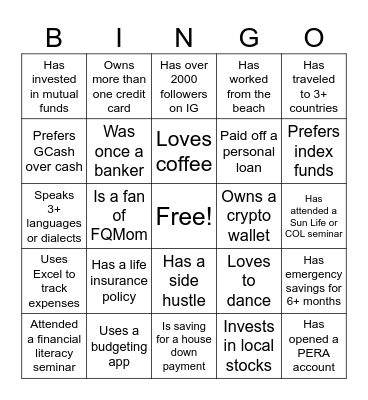IFE HUMAN BINGO Card