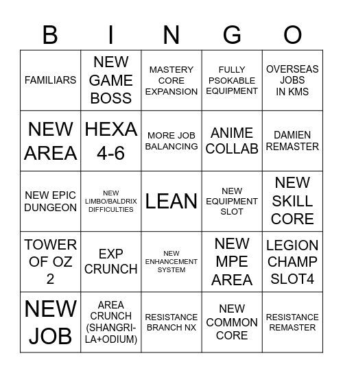 ASSEMBLE Bingo Card