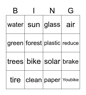 World Environment Day Bingo Card