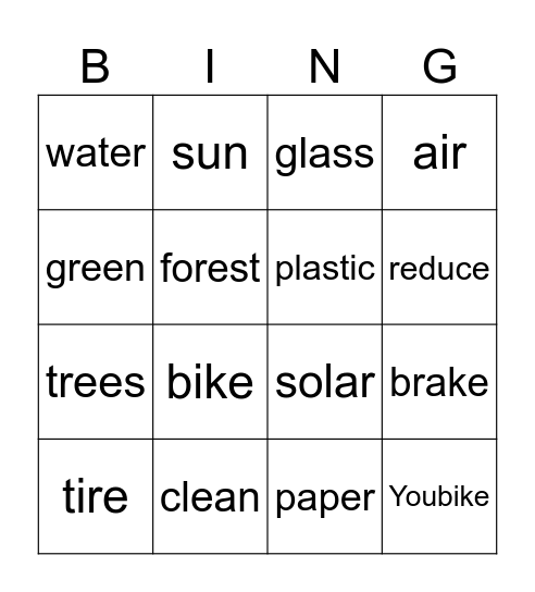 World Environment Day Bingo Card