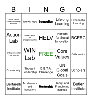 THE BLANK SCHOOL Bingo Card