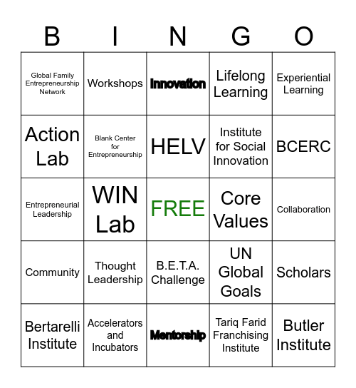 THE BLANK SCHOOL Bingo Card