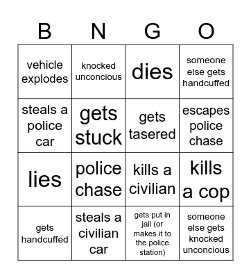 James Randall bingo Card