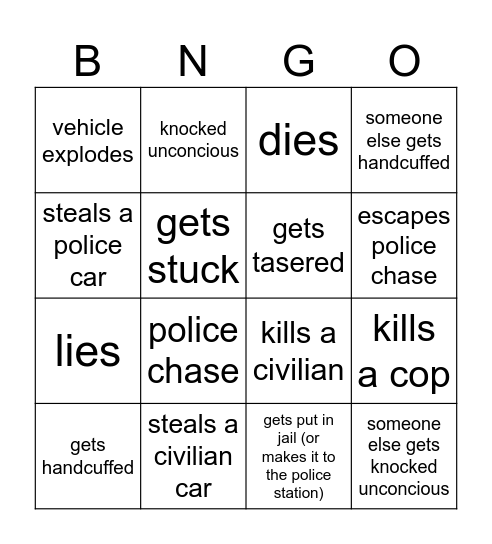 James Randall bingo Card