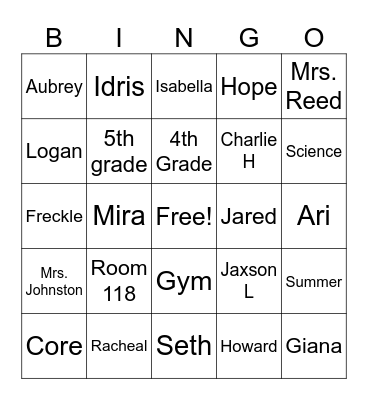 Last day of School Bingo Card