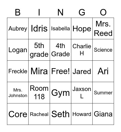 Last day of School Bingo Card