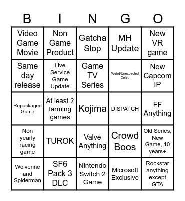 2025 SGF 2BNS Bingo Card