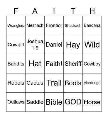 Wild, Wild Faith Bingo Card