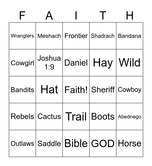 Wild, Wild Faith Bingo Card