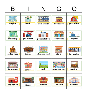 PLACES AROUND TOWN Bingo Card