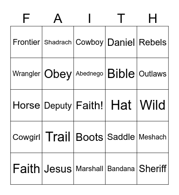 Wild, Wild Faith Bingo Card