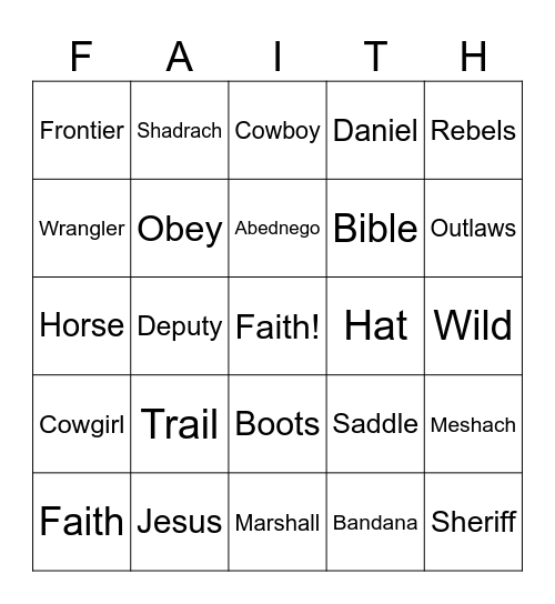 Wild, Wild Faith Bingo Card