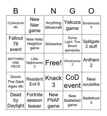 Untitled Bingo Card