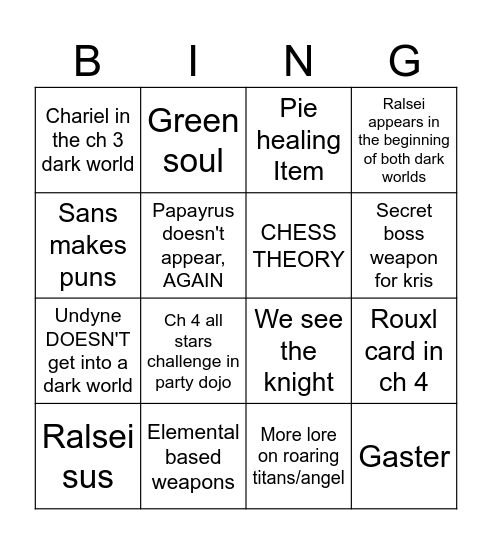 DELTARUNE Bingo Card