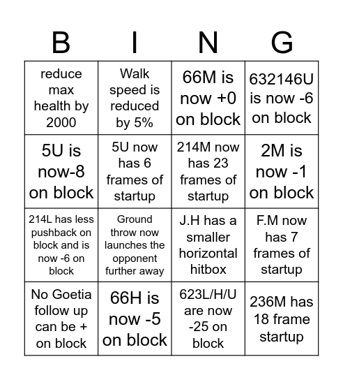 Big Belial Bingo Card