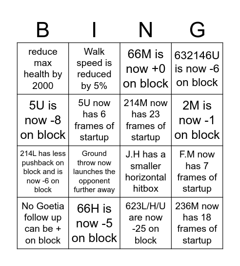 Big Belial Bingo Card