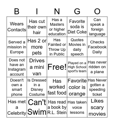 FIND SOMEONE WHO: Bingo Card