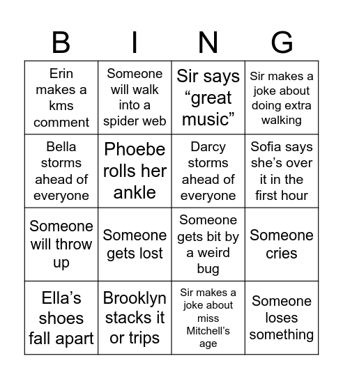 Spelling Bingo Card