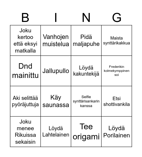 60v synttäribingo Card