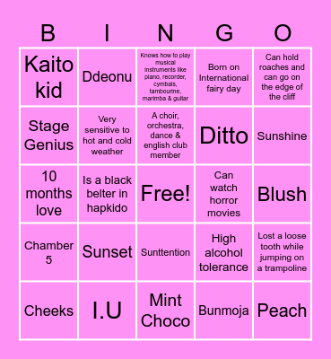 SUNOO BINGO Card