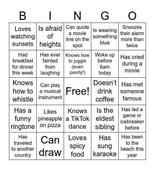 Powerhouse BINGO Card