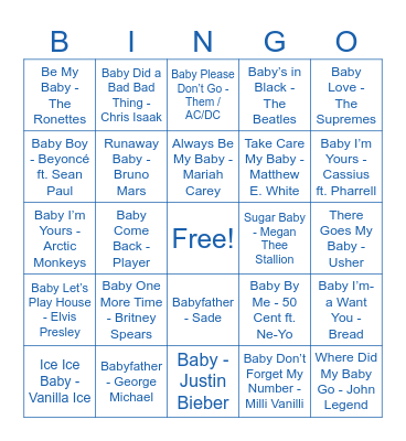 Josie’s Baby Bingo Card