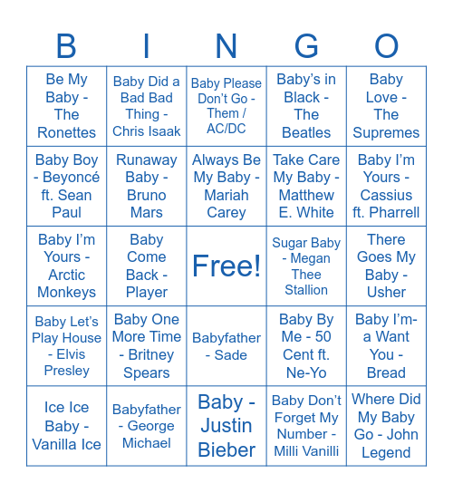 Josie’s Baby Bingo Card