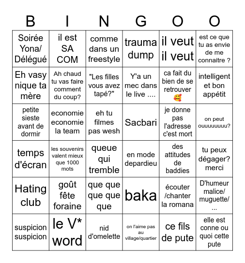 Miraculous Baddiezzz Bingo Card