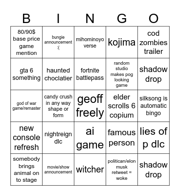 geoff in gamer jail Bingo Card